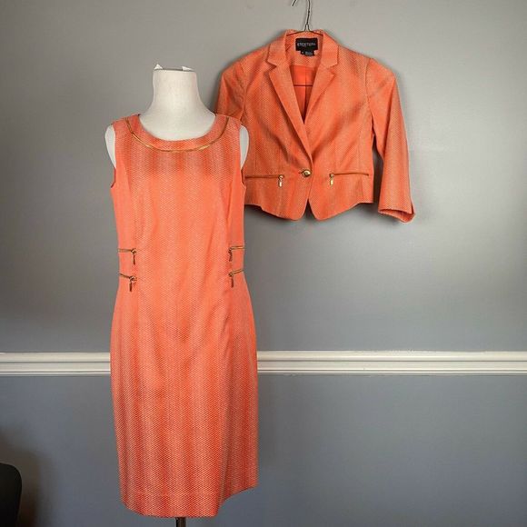 Etcetera Dresses & Skirts - Etcetera Sheath Dress Blazer Set Orange Coral